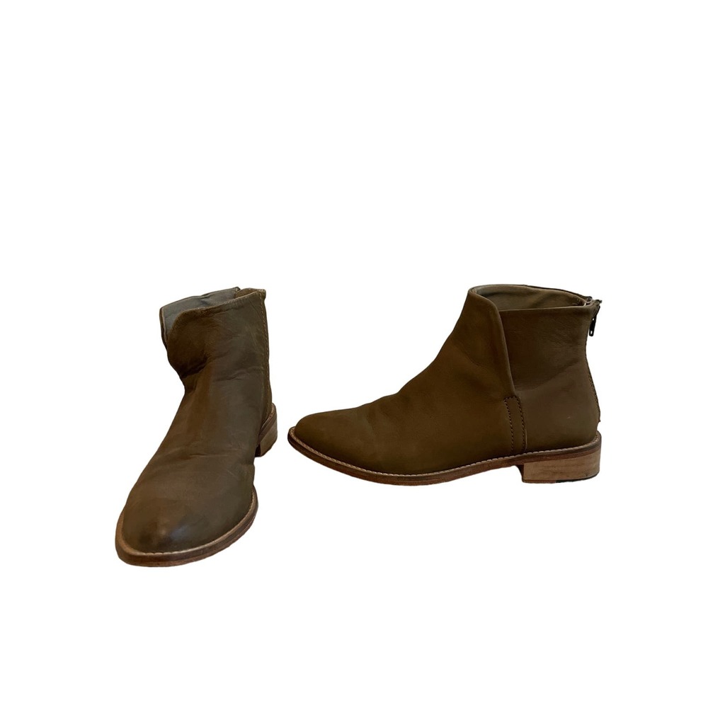 Free People Brown Leather Chelsea Ankle Booties 38